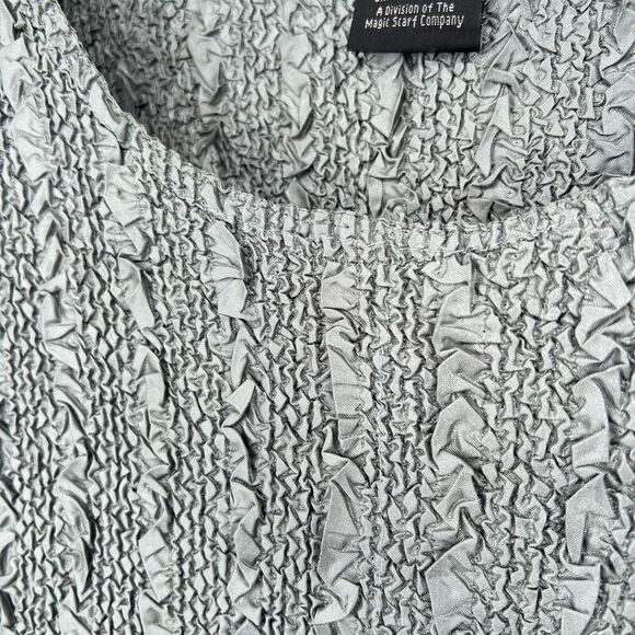 Vtg Y2K Magic Crush Textured Top OS Crinkle Blouse Stretch Fit Retro Maximalist - Picture 4 of 9